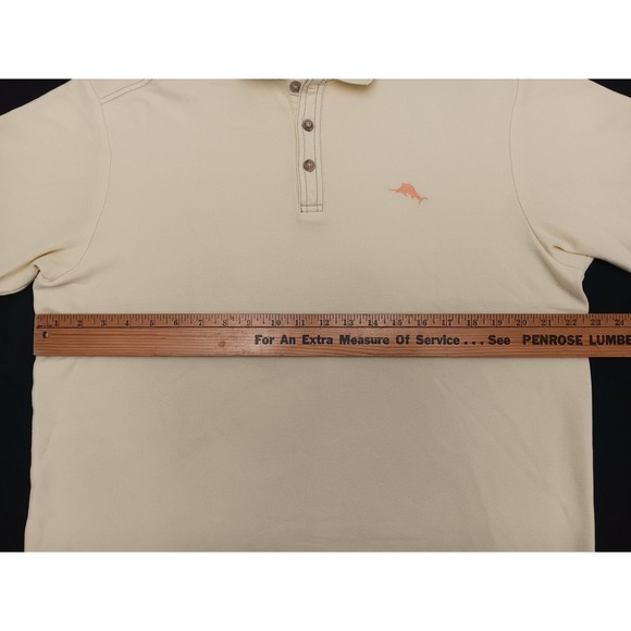 Tommy Bahama Men's Cotton Polo Shirt Large Pale Yellow Short Sleeve Marlin - Picture 5 of 11